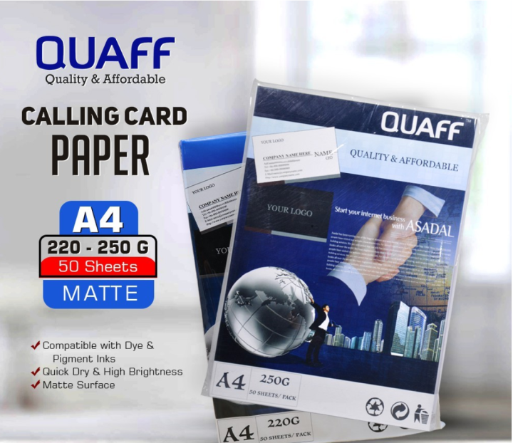 Quaff Double Sided Matte Calling Card Paper Cardstock Paper Gsm