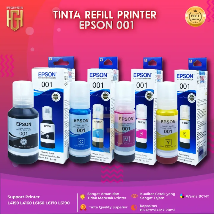 1 SET 4 PCS Tinta Epson 001 Tinta Printer L4150 L4160 L6160 L6170 L6190