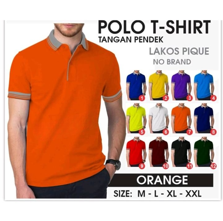 New Polo Shirt Kaos Polo Shirt Pria Kerah Kombinasi Abu Lengan Karet