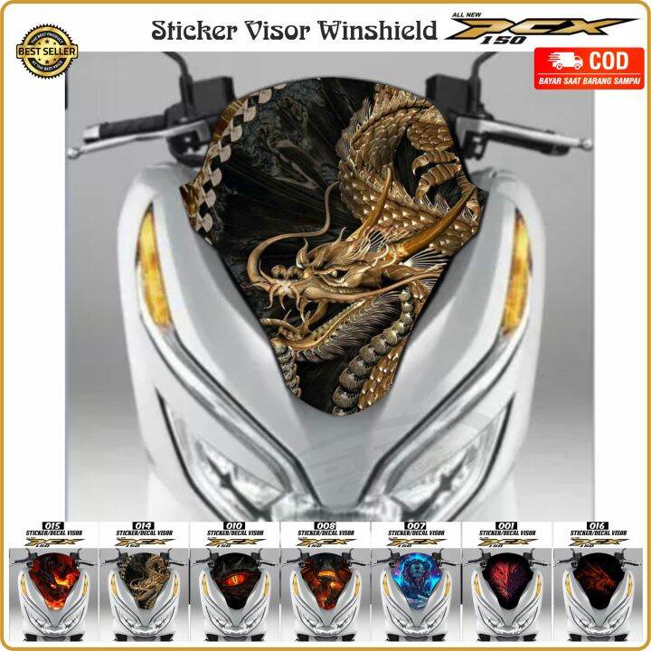 Stiker Pcx Winshield Tameng Sticker Visor Variasi Logo Naga Dragon