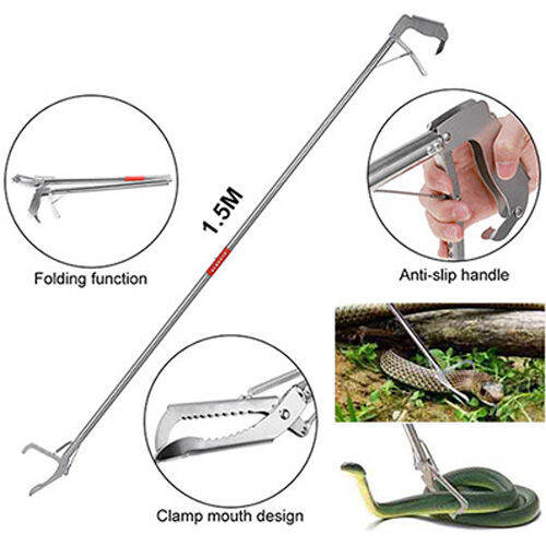 Cm Snake Stick Catcher Stainless Steel Snake Tongs Clamp Long Handle