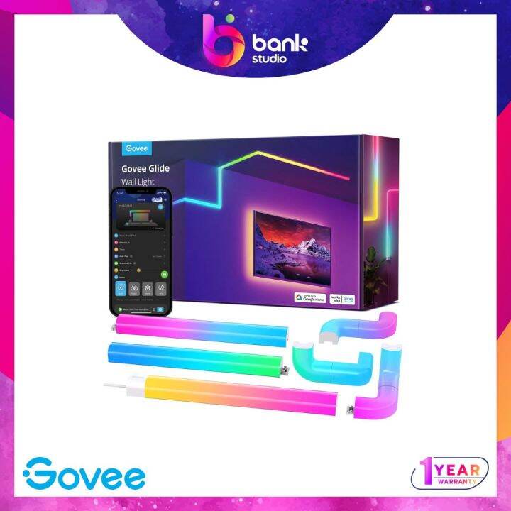 ประกน 1ป ไฟแตงโตะคอม ไฟตดผนง Govee Glide RGBIC 3D Wall Light