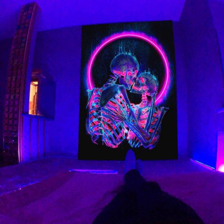 Duolami Store Blacklight Skull Tapestry The Kissing Lovers Tapestry