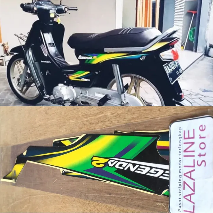 Striping Stiker Lis Standar Motor Honda Astrea Legenda Hijau