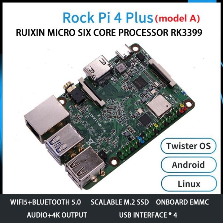 Rock Pi 4 Plus Model A Development Board Rockchip RK3399 Six Core