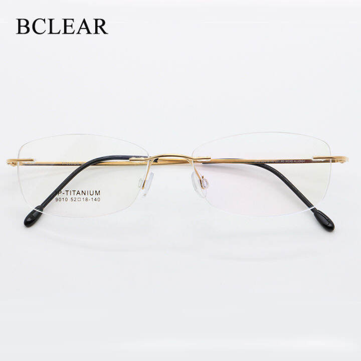 Bclear B Titanium Glasses Frame Women Rimless Prescription Square