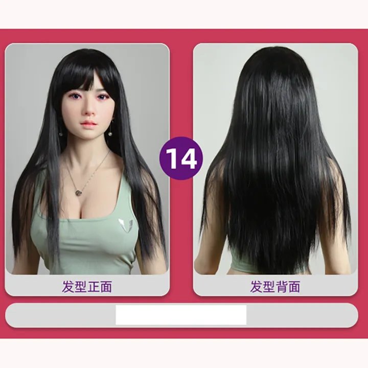 Sexye Neat Bang Black Long Straight Hair Wig Of Real Silicone Sex Doll