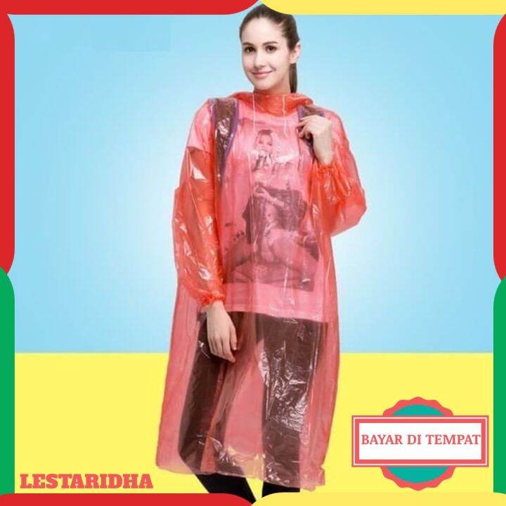 Jas Hujan Plastik Ldpe Poncho Lengan Panjang Emergency Raincoat Raider