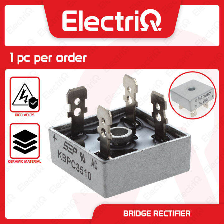 Electriq KBPC3510 35A 1000V Single Phase Square Diode PCB Bridge