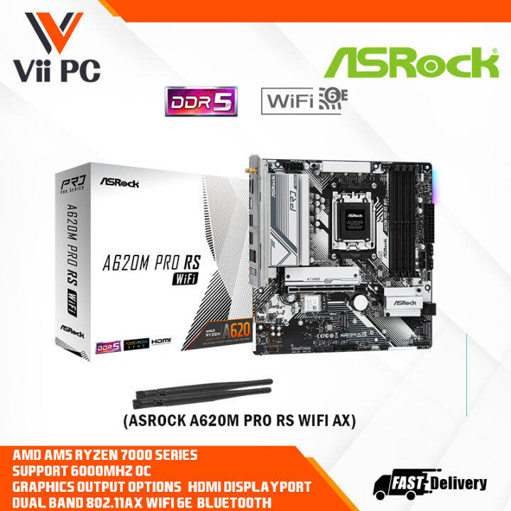 ASROCK Pro Series A620M PRO RS WIFI DDR5 AM5 Ryzen 7000 Micro ATX SATA3