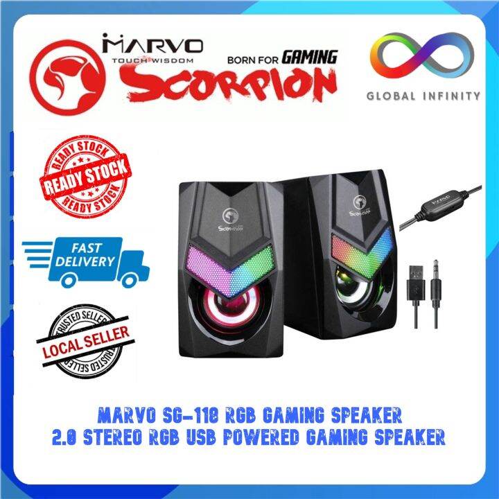 NEW Marvo Scorpion SG 118 2 0 Stereo RGB USB Powered Gaming Speaker