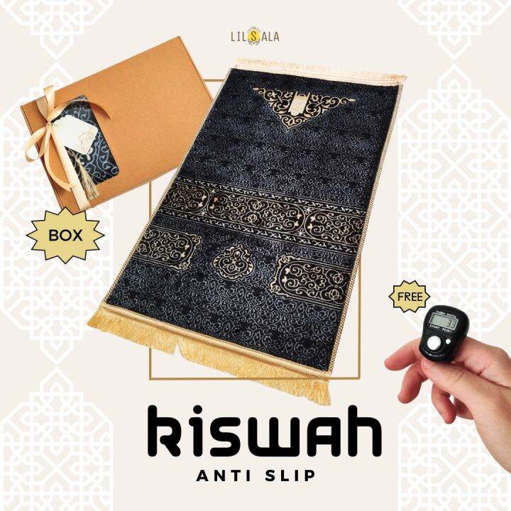 Bkiswah Hampers Sajadah Kiswah Kemas Box Kado Premium Tebal Antislip