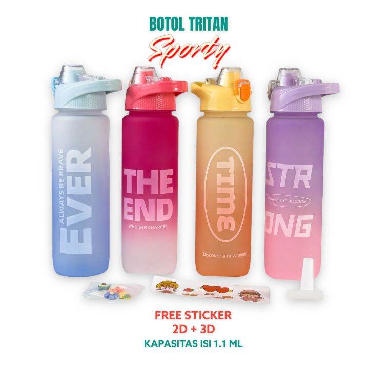 Botol Minum Tritan Sporty Liter Warna Gradasi Free Sticker D D