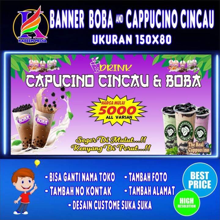 Spanduk Banner Minuman Capucino Cincau Capcin Banner Minuman Boba