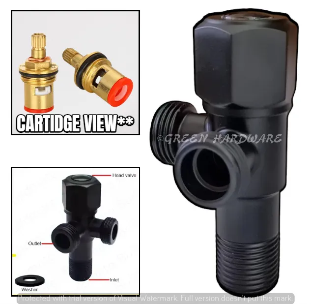 1PCS Stainless Steel 304 Matte Black Two Way Angle Valve 1 2 Male