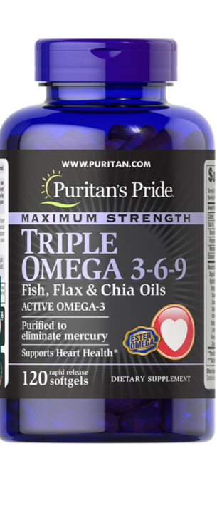 Puritan S Pride Maximum Strength Triple Omega Fish Flax Chia