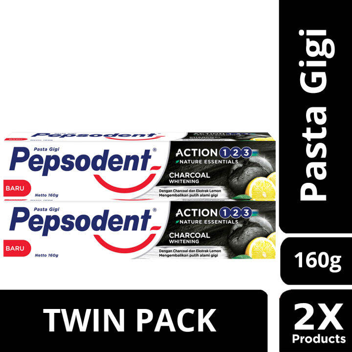 Pepsodent Action 123 Pasta Gigi Charcoal 160G Twinpack Isi 2 Tooth