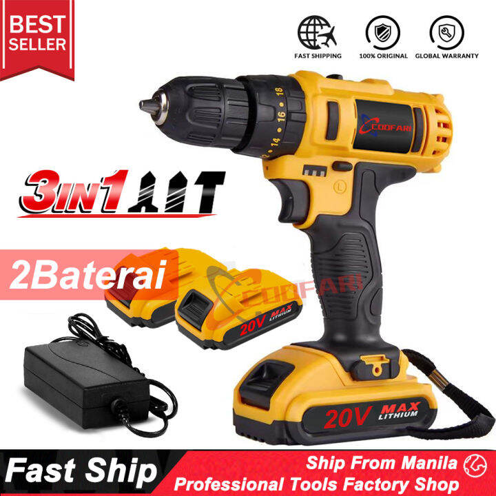 20V Cordless Impact Hammer Drill With 2 Batteries Lazada PH