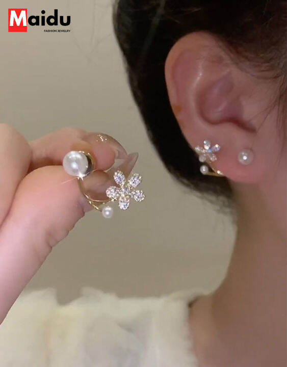 Maidu Jewelry Pearl Flower Earring For Women Latest Temperament