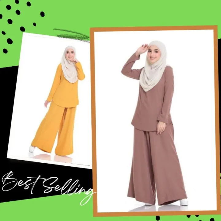 Baju Muslimah Suit Blouse Seluar Palazzo Viral Restock Palazzo Set