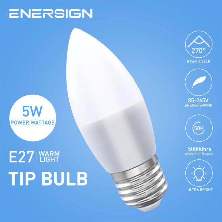 Enersign By Mitsushi LED Candle Light Bulb 5W High Brightness And