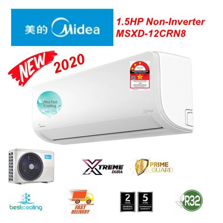 Midea MSXD 12CRN8 1 5HP Wall Type Air Cond R32 Gas Non Inverter New