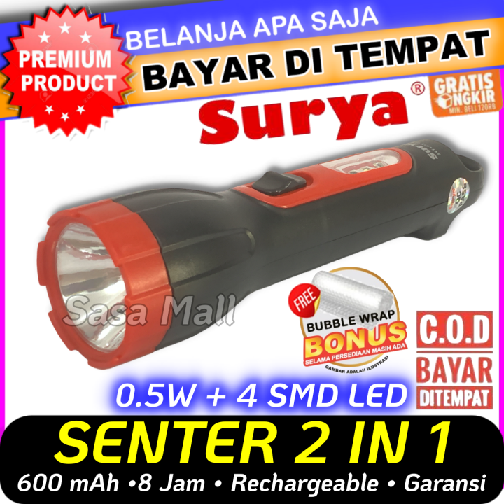 COD Senter Tangan 2 In 1 Surya SYT L015 Hemat Energi Isi Ulang USB