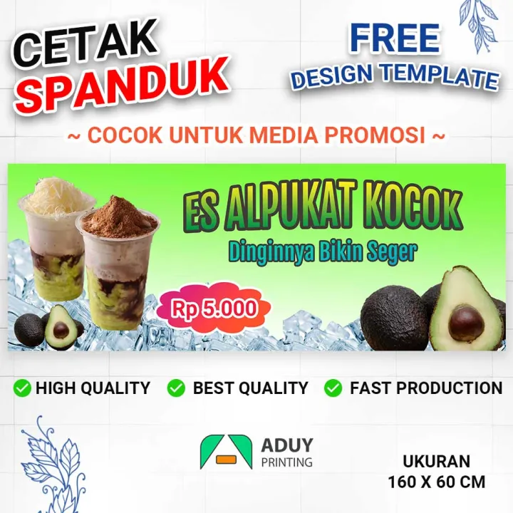 Spanduk Banner Es Alpukat Kocok Minuman Kekinian Ukuran 160x60 Bisa