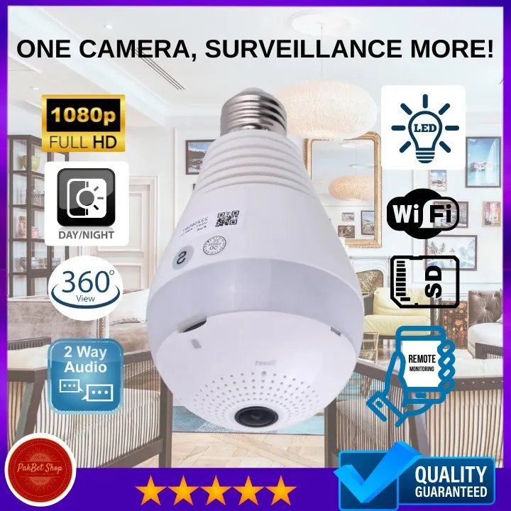 Hd Cctv V Ip Cam Wireless Wifi Panoramic Bulb Home Security Wi Fi