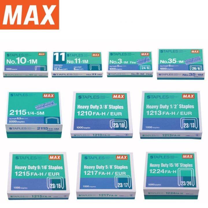 Max All Size Heavy Duty Staples Stapler Bullet Refill Dawai Kokot