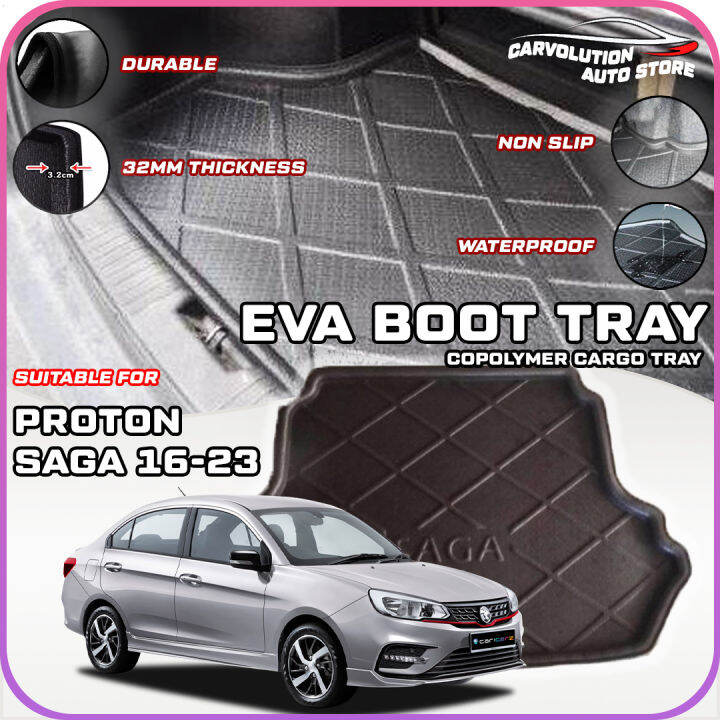 For Proton Saga 16 23 EVA Copolymer Car Boot Tray Luggage Cargo Trunk