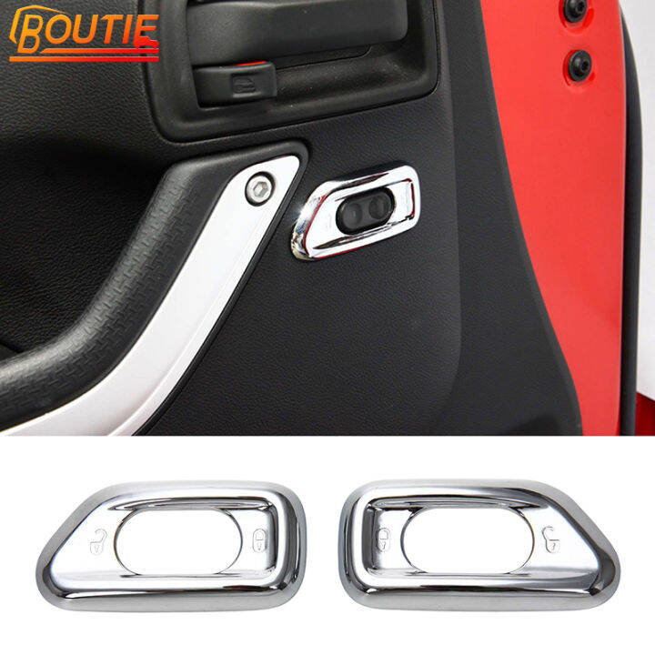 BOUTIE Car Door Lock Switch Trim Ring For Jeep Wrangler JK 2011 2017