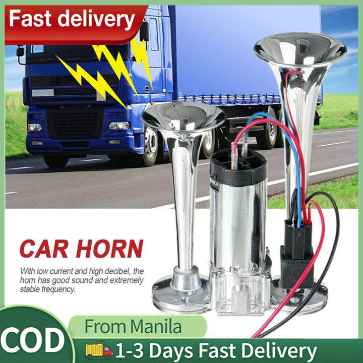 Db V Dual Trumpet Car Air Horn With Compressor Kit For Vehicles