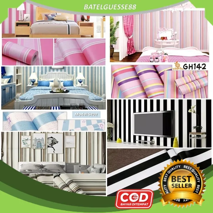 Dnv Wallpaper Dinding Garis Ulir Salur Hijau Salur Biru Wallstiker