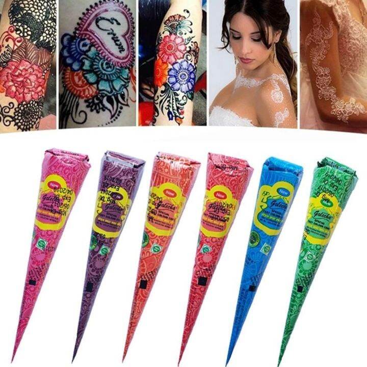 Quesu Herbal Men Women Mehndi Body Paint Wedding Henna Cones Waterproof