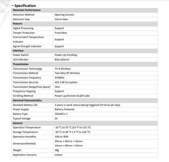 Hikvision Wireless Slim Magnet Detector