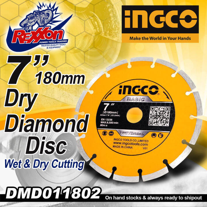 INGCO 7 180mm Dry Diamond Disc Wet Dry Cutting DMD011802 Rexxon