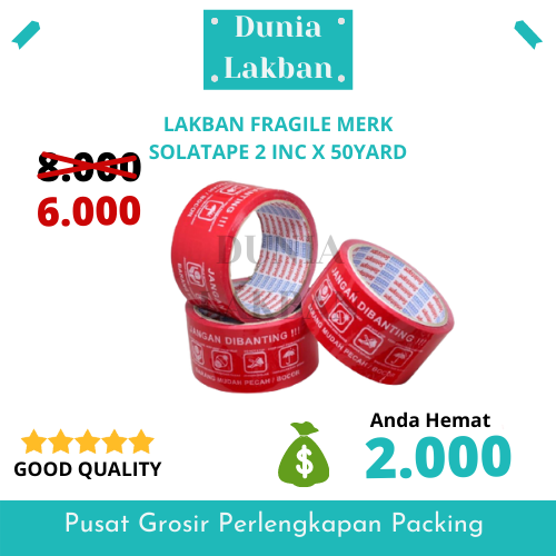 Lakban Fragile Isolasi Jangan Dibanting Warna Merah Lazada Indonesia