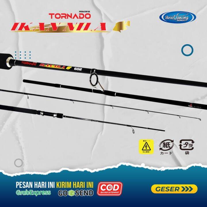 Joran Spinning Harian Tornado Ikan Nila Im Carbon Hollow Full Eva