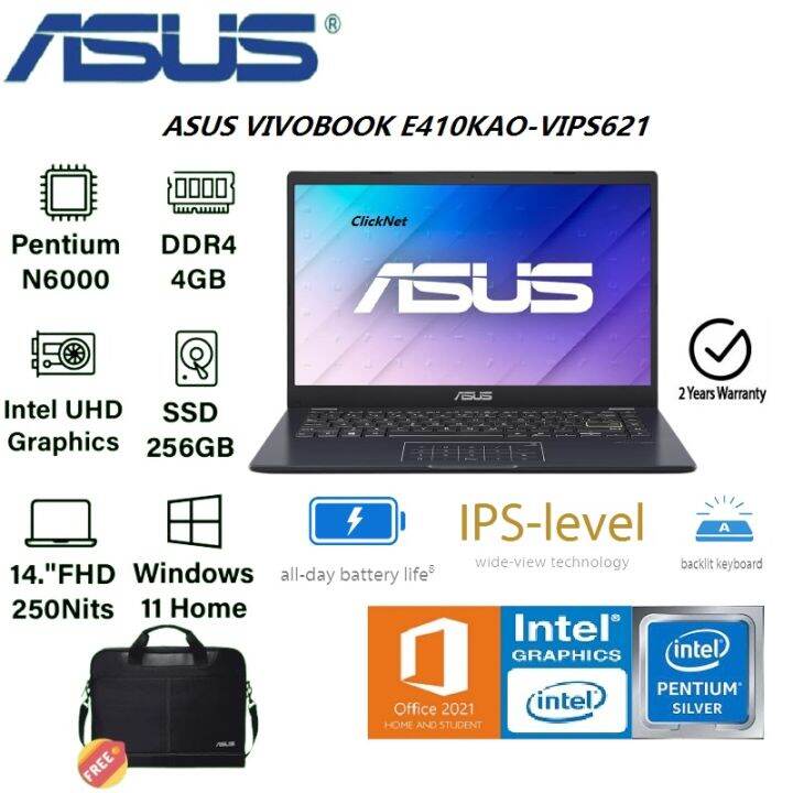 Asus E Kao Vips Intel N Gb Gb Ssd Fhd Ips Win Ohs