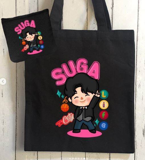 Bts Suga Tote Bag Coin Purse Black Lazada Ph