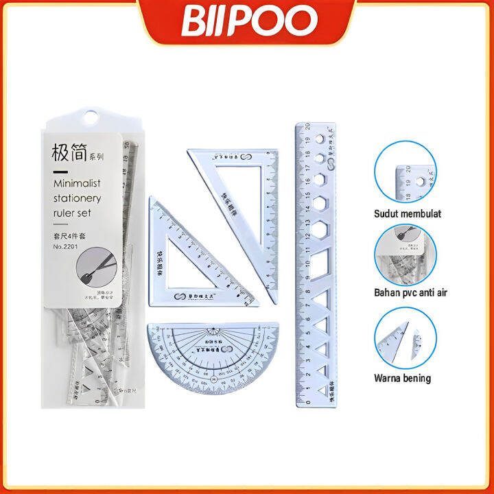 Biipoo Penggaris Plastik Set Model Ruler Set Lazada Indonesia