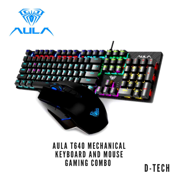 Aula Mechanical Keyboard And Mouse Gaming Combo Wired T640 Black