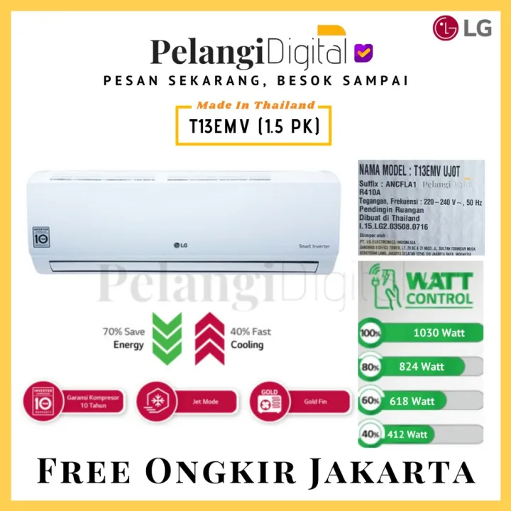 LG AC Split Smart Inverter Hemat Listrik 1 5 PK T13EMV Lazada Indonesia