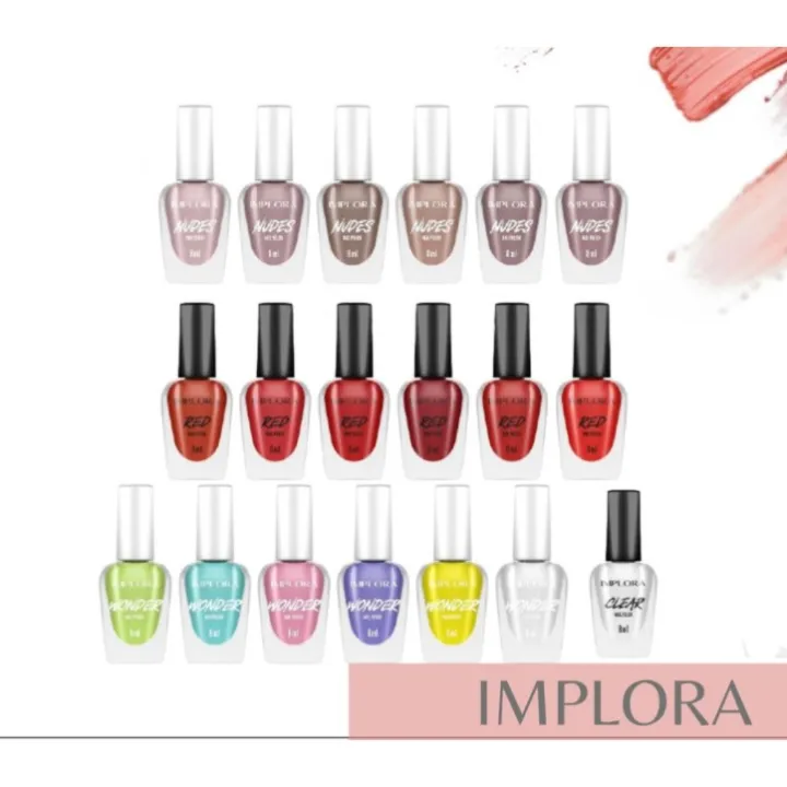 IMPLORA Nail Polish NUDE CLEAR RED WONDER Kutek Ecer Satuan