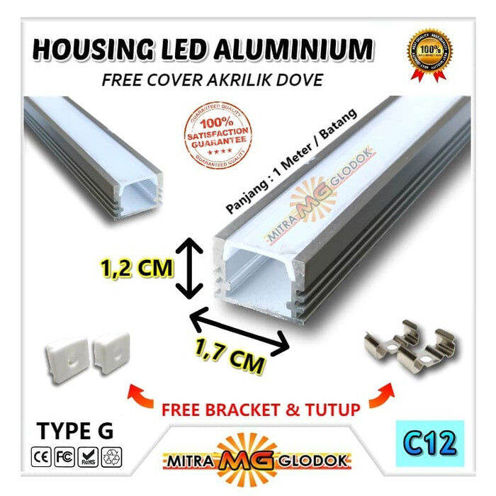 Housing Alumunium Aluminium Aluminum Led Strip Rigid Bar Tembok Dinding