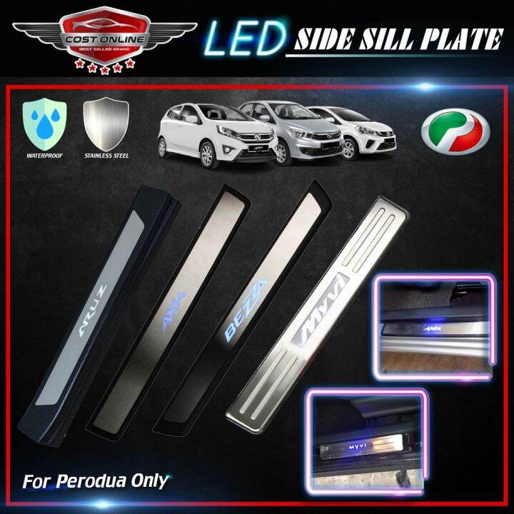 Side Step PedalsOEM Side Sill Step Plate Blue LED For Perodua Axia