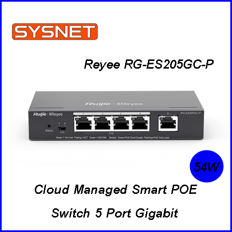 Reyee RG ES205GC P Cloud Managed Smart POE Switch 5 Port Gigabit 4