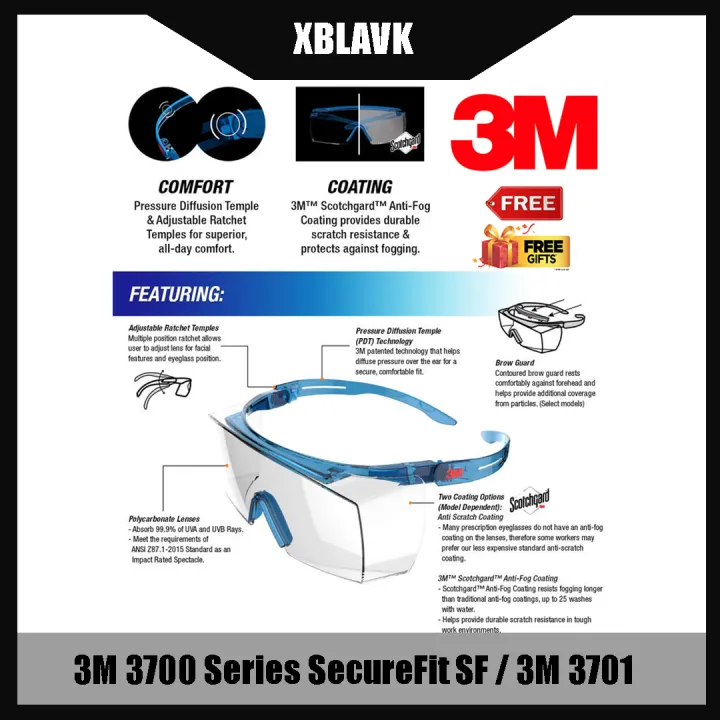 M Series Securefit Sf M Asgaf Blue M Safety Eyewear