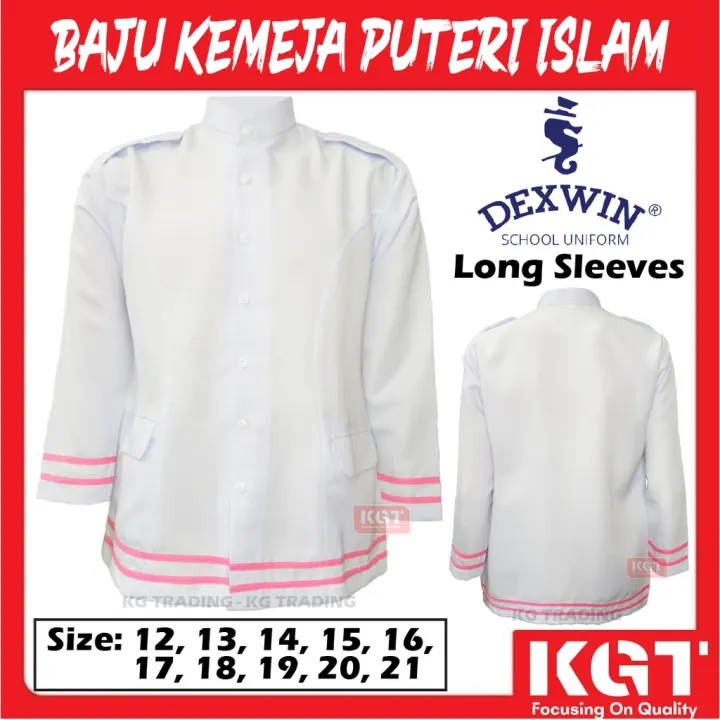 𝓓𝓮𝔁𝔀𝓲𝓷 BAJU KEMEJA LENGAN PANJANG PUTERI ISLAM BLOUSE UNIFORM SERAGAM